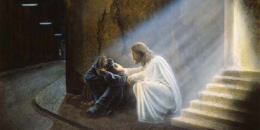 Jezus pociesza strapionego człowieka