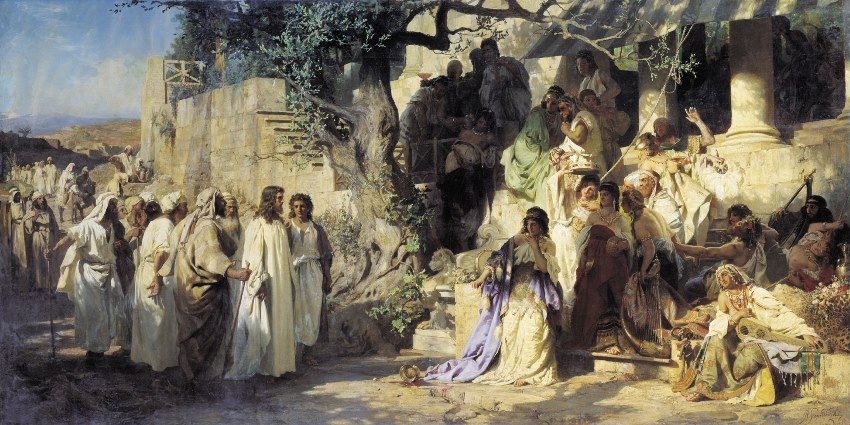 Jezus przybywa do domu celnika Mateusza - obraz