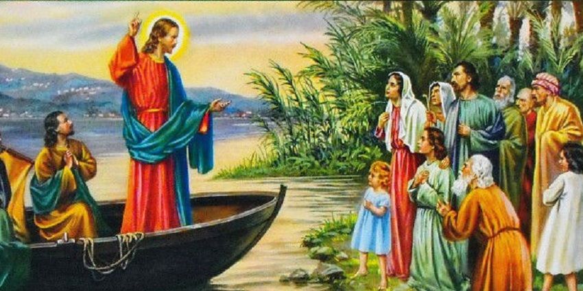 Jezus nauczający ludzi z łodzi - obraz